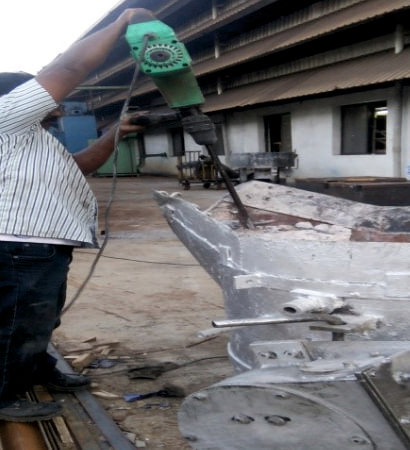aluminium ladle old lining dismantling process