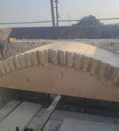 chamber arch brick lining installation for kiln roof